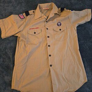 Boy Scouts Of America Official Men’s Den Leader Button Down Shirt Patches NC